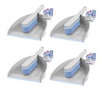 4x 2in1 Dustpan and Brush Hand With Rubber Bristles Sweep Set