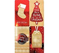 4X 3D Luxury Christmas Money Wallets & Envelopes - Red Foil & Kraft Designs - Festive Gift Card Holders with White Envelopes - Ideal for Cash, Vouchers & Gift Cards - 16 x 9 cm