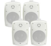 4x 4" 60W White Outdoor Rated Speakers 8 OHM Weatherproof Wall Mounted HiFi Loops White One Size