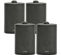 4x 4 70W Black Outdoor Rated Garden Wall Speakers Wall Mounted HiFi 8Ohm & 100V