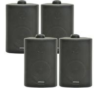 4x 5.25" 90W Black Outdoor Rated Garden Wall Speakers Wall Mounted 8Ohm & 100V