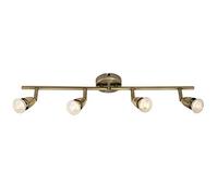 4X 50W GU10 | 605mm Wide Adjustable Quad 4X Bulb Ceiling Bar Spotlight | Antique Brass | Kitchen Island Worktop/Shop Commercial Down Light Lamp| Moving Head Tilting & Rotating Head | LED & Dimmable