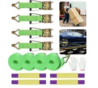 4X 5Ton Heavy Duty Breakdown Recovery Ratchet Wheel Trailer Tie Down Sling Strap