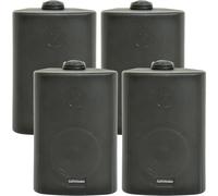 4x 6.5" 120W Black Outdoor Rated Garden Wall Speakers Wall Mounted 8Ohm & 100V