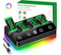 4X 6200mWh Battery Pack Compatible with Xbox One/Series S/X Controller Charging Station【Extended USB C Cable】 Rechargeable Battery Pack 360 Consoles