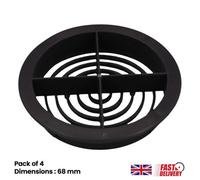 4X 68mm Anthracite Grey Plastic Round Soffit Air Vents Upvc Push-In Roof Disc