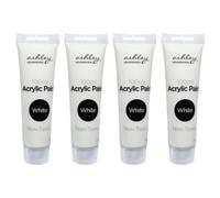 4x Acrylic Paints - 100ml - White - Professional Artist Art Craft Painting Supplies for Canvas Wood Glass Fabric Paper Clay Ceramic - By Ashley
