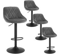 4X Adjustable Breakfast Bar Stools Dark Gray