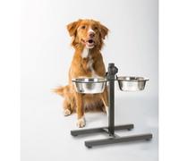 4X Adjustable Double Bowl 2X1600Ml Stainless Steel Dog Bowl Feeding Bowl