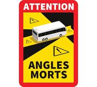 4x Angles Morts Sticker for Blind Spots HGV Motorhomes Wagons Long Vehicles, 17cm x 25cm Warning Stickers and Magnets (4x Vinyl Decals, Bus)