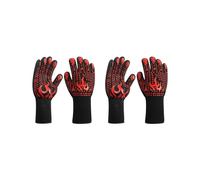 4X Anti-Slip Heat-Resistant Barbecue Oven Gloves Fireproof Kitchen Cooking Gloves for High Temperatures to 80