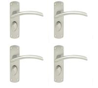 4X Arched Lever On Bathroom Backplate Door Handle 170 X 42mm Satin Chrome