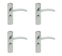 4X Arched Lever On Bathroom Backplate Door Handle 170 X 42mm Polished Chrome