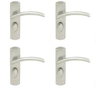 4X Arched Lever On Bathroom Backplate Door Handle 170 X 42mm Satin Chrome
