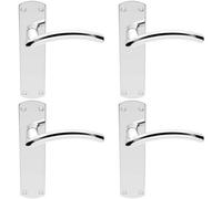 4X Arched Lever On Latch Backplate Door Handle 170 X 42mm Polished Chrome