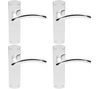 4x Arched Lever on Latch Backplate Door Handle 170 x 42mm Polished Chrome