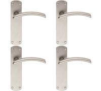 Loops 4x Arched Lever on Latch Backplate Door Handle 170 x 42mm Satin Chrome Loops Multicolor