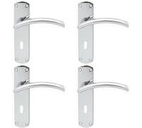 Loops 4x Arched Lever on Lock Backplate Door Handle 170 x 42mm Polished Chrome Loops Multicolor