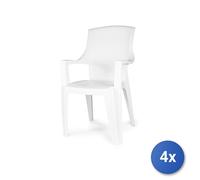 4x Armchair Monoblock Eden IN Resin, White 60X62X89Cm