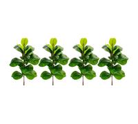 4X Artificial Plants Fiddle Leaf Fig Faux Ficus Lyrata Tree Fake Green Bushes Greenery for Garden Porch Window Box Decor