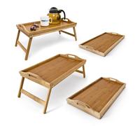 4x Bamboo tray Portable Bed Table Lightweight Easy Clean Bamboo Breakfast Tray