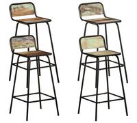 4x Bar Chairs Solid Reclaimed Wood Counter Stool Dining Room Kitchen vidaXL