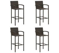4x Bar Stools Brown Poly Rattan Kitchen Stool Armchairs Garden Chairs vidaXL