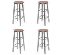 4x Bar Stools Silver and Brown MDF Chair Kitchen Furniture Seat vidaXL