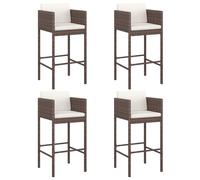 Vidaxl Bar Stools 4 Pcs With Cushions Brown Poly Rattan