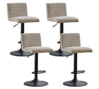 (4x BarStools, Suede BEIGE) Swivel Bar Chairs
