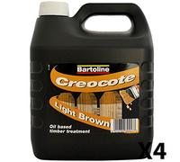 4X Bartoline Creocote Light Brown 4 Litre