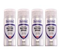 4X Bartoline Glitter Spray Clear Sealant Silver Gloss Multi-Surface Finish 400Ml
