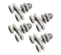 4x Bathroom Slider Wheels 23mm Brass Bearing Quiet(19mm) | 19mm diameter, nylon plastic body, for smooth low-noise for glide, fits 4-6mm glass, 4-piece set