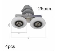 4x Bathroom Slider Wheels 23mm Brass Bearing Quiet(25mm) | 19mm diameter, nylon plastic body, for smooth low-noise for glide, fits 4-6mm glass, 4-piece set