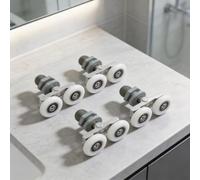 4x Bathroom Slider Wheels 23mm Brass Bearing Quiet(27mm) | 19mm diameter, nylon plastic body, for smooth low-noise for glide, fits 4-6mm glass, 4-piece set