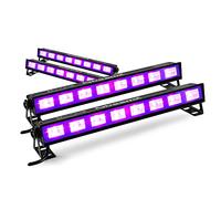 4X BeamZ BUV93 UV Light Bar Washers Party Set, Plug and Play UV LED Blacklight Bars, 8X 3W LEDs Per Bar, Parabolic Reflectors, Mounting Brackets, Glow Effect for Stage, DJ, Events, Clubs