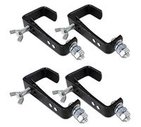 4x BeamZ CC50SB Black G-Clamp for Truss Lighting, 30kg Capacity - Durable Galvanised Steel with Easy Butterfly Nut Fixings, Fits up to 50mm Diameter Tubes, Stage Lighting Clamps, Lighting Truss Clamps