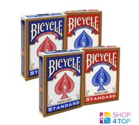 4x Bicycle Rider Back Gold Playing Cards 2 Red 2 Blue Poker Decks