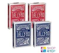 4x Bicycle Tally-Ho Circle Playing Cards Red & Blue Poker Magic Decks