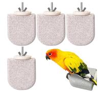 4x Bird Perch - Stone Frosted Stand, Four Piece Cage Branches | Parrot Paw Care Toys, Climbing Chewing Activity Center, Wooden Playground Equipment For Cockatiel Lovebird Conure Pet Training Exercise