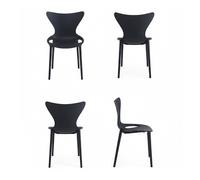 (4x Black Stacking Chairs) Modern Style Retro Dining Garden Stackable Chairs