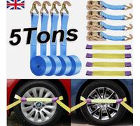 4X Blue Car Trailer Over Tyre Tie Down Transporter Heavy Duty Ratchet Straps