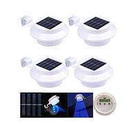 4X Blue LED Solar Powered Lights Fence Gutter Light Outdoor Garden Wall Lobby Pathway Lamp