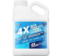 4X Blue Pond Dye + Pond Cleaner, 2-in-1 Pond Dye Blue + Enzymes, Makes Murky Pond Blue, Clean & Beautiful, Blue Dye for Ponds & Lakes, Keeps the Water Cool, Clear & Ideal for Fish & Wildlife, 1 Gallon