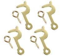 4X Brass Plated Side Hooks & Screw Eyes Small 25mm Picture Frame or Cabinet Mirror Clasp Hooks