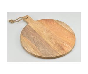 4X Buri Serving Boards Tray Round Wood Handle Cutting Kitchen Cooking Food