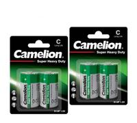 4 Camelion C Batteries R14P Long Life Super Heavy Duty 1.5V Um2 2500Mah 2Bl New