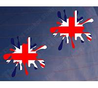 4x Car Stickers SPLAT UNION JACK FLAG Colour Funny Van Window Laptop Mirror Bumper Printed Decals