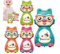 4x Cartoon Squirrels - Squirrel Press And Go Slide Car, Preschool Learning Activities, A Sliding Friction Vehicle For Serious Animals For Boys And Girls, Dive Racing Playings