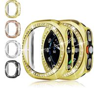 4X Case Compatible with Samsung Galaxy Watch Ultra 47mm (2025/2024) Accessories Diamond Bumper Hard PC Cover for Galaxy Watch Ultra Protector（Black/Silver/Gold/Rosegold, 47mm）